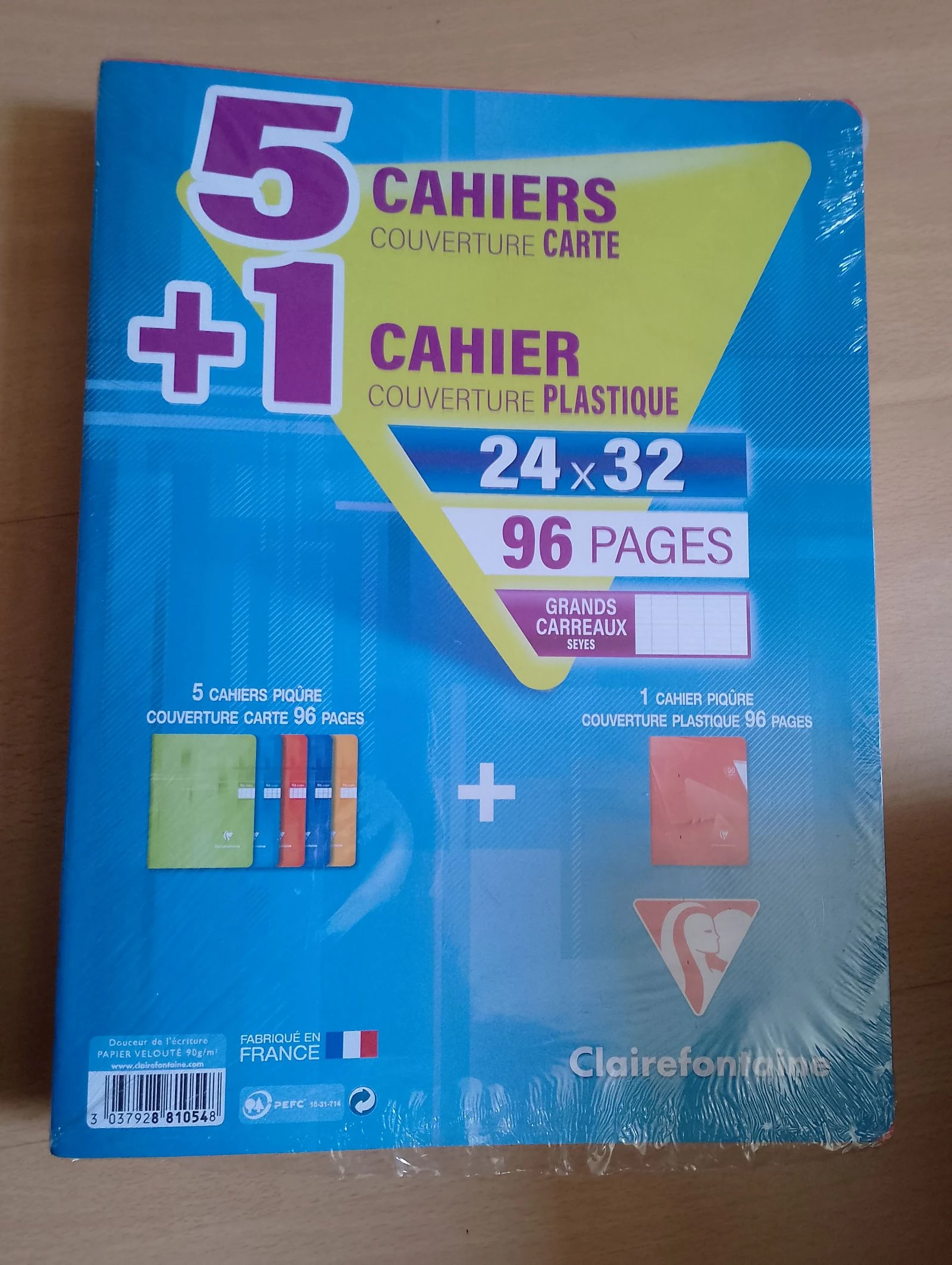 Lot de 6 cahiers Clairefontaine 24x32 96 pages